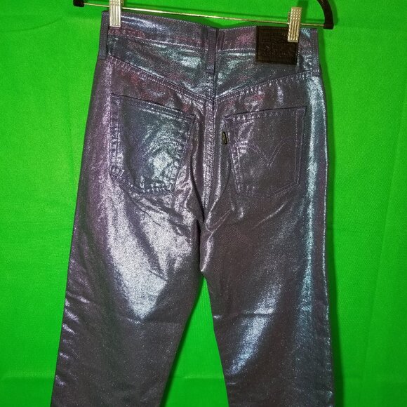 Levi's Size 26 Premium Ribcage Straight Ankle Candy Purple Iridescent Jeans NWT - Picture 4 of 12